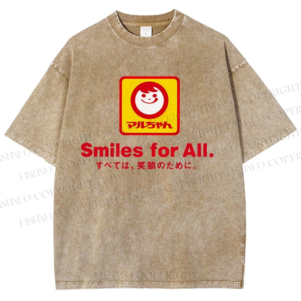 Unisex Smiles For All Printed Washed Tee