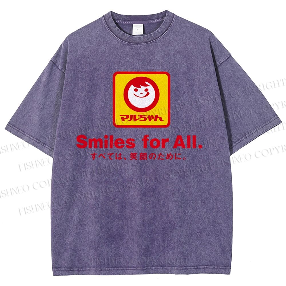 Unisex Smiles For All Printed Washed Tee