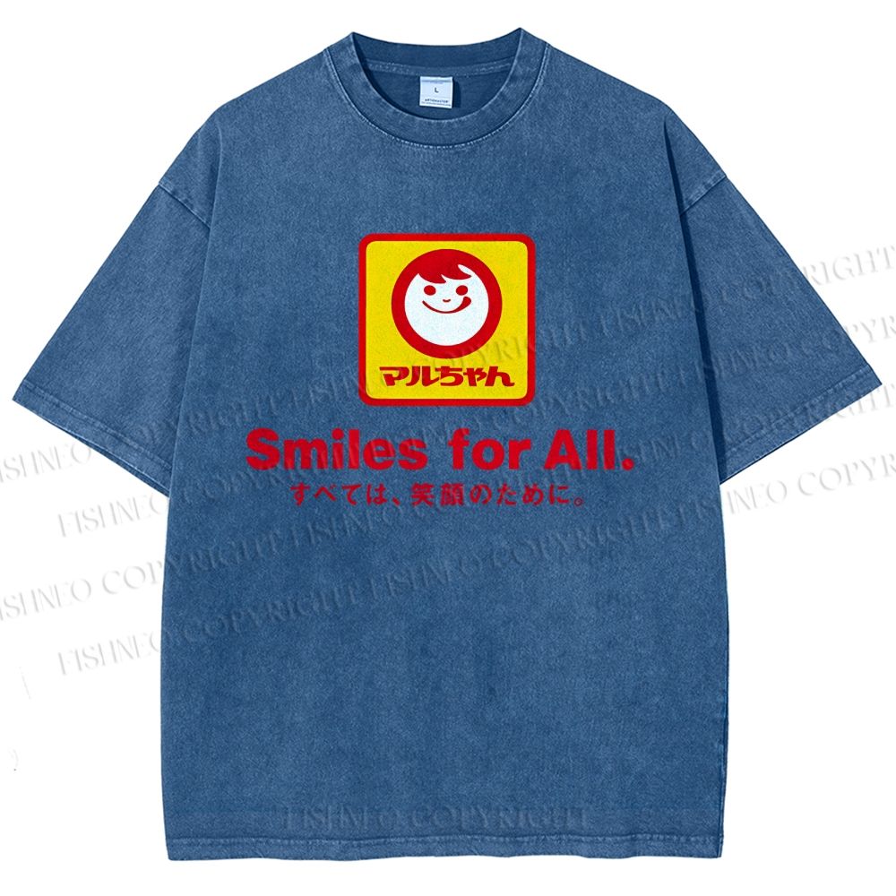 Unisex Smiles For All Printed Washed Tee