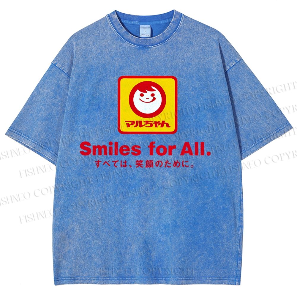 Unisex Smiles For All Printed Washed Tee