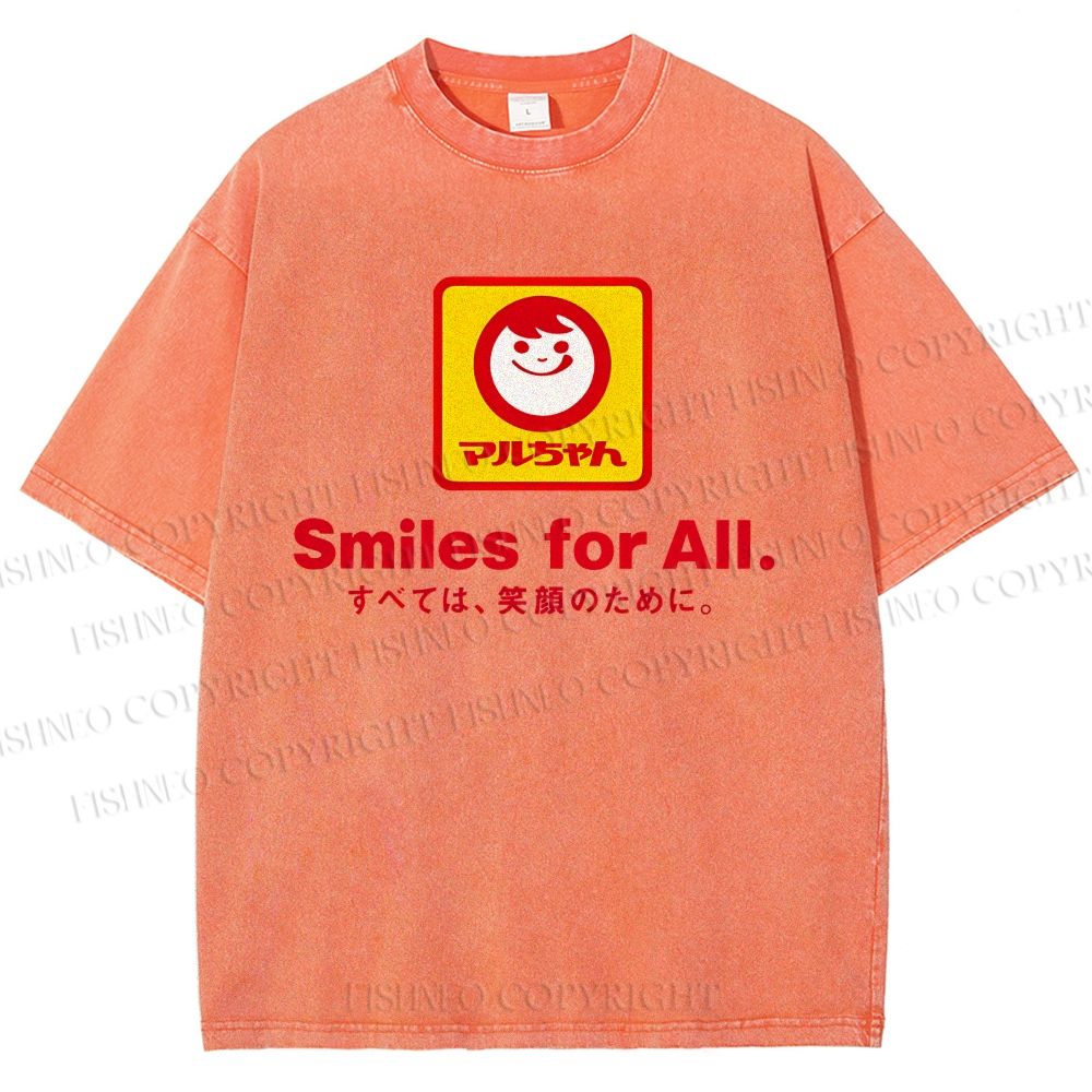 Unisex Smiles For All Printed Washed Tee