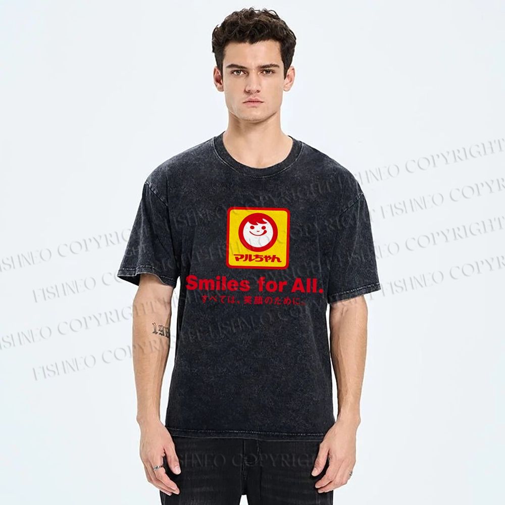 Unisex Smiles For All Printed Washed Tee