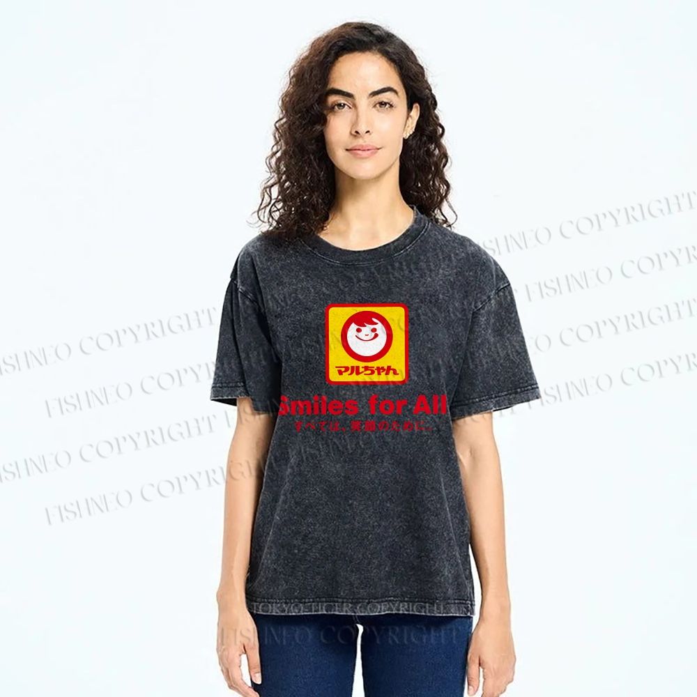 Unisex Smiles For All Printed Washed Tee