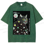Unisex Yayoi Kusama Cat Printed Washed Tee