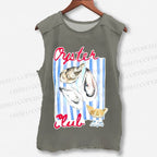 Unisex Oysters Club Shell Printed Washed Tank Top