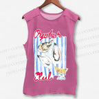 Unisex Oysters Club Shell Printed Washed Tank Top