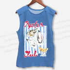 Unisex Oysters Club Shell Printed Washed Tank Top