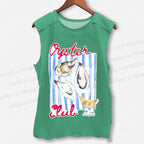 Unisex Oysters Club Shell Printed Washed Tank Top