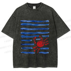 Unisex Crab Sea Printed Washed Tee