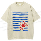 Unisex Crab Sea Printed Washed Tee