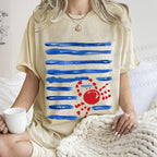 Unisex Crab Sea Printed Washed Tee