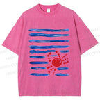 Unisex Crab Sea Printed Washed Tee