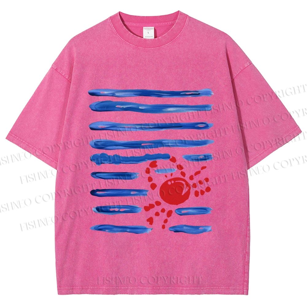 Unisex Crab Sea Printed Washed Tee