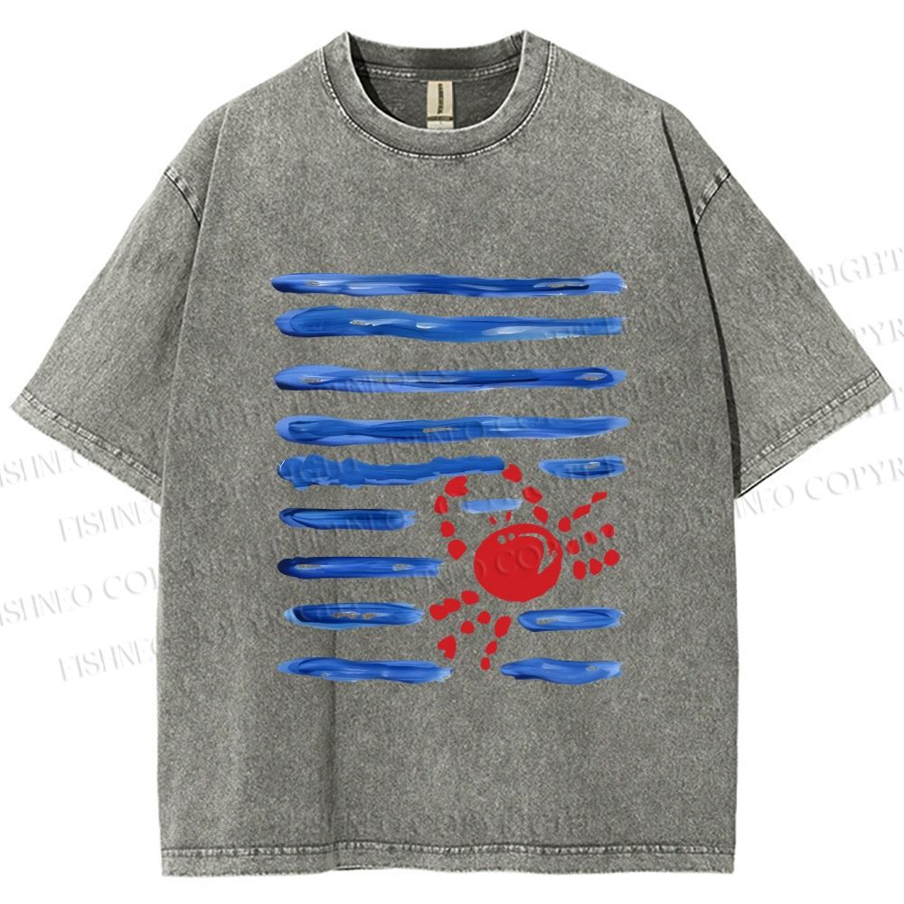Unisex Crab Sea Printed Washed Tee