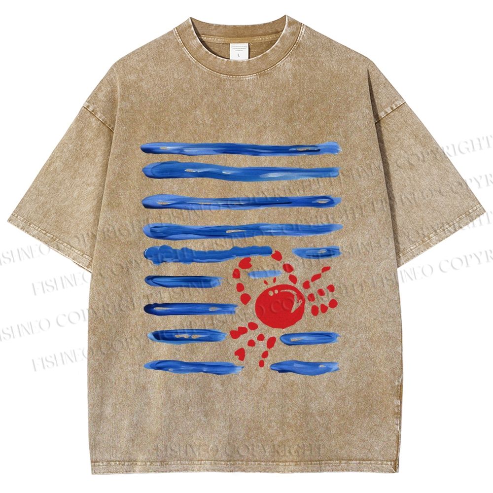 Unisex Crab Sea Printed Washed Tee
