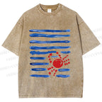Unisex Crab Sea Printed Washed Tee