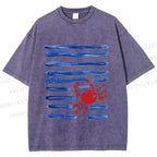 Unisex Crab Sea Printed Washed Tee