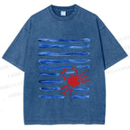 Unisex Crab Sea Printed Washed Tee
