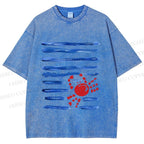 Unisex Crab Sea Printed Washed Tee
