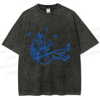 Unisex Drunk Fish Printed Washed Tee
