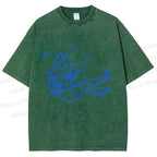 Unisex Drunk Fish Printed Washed Tee