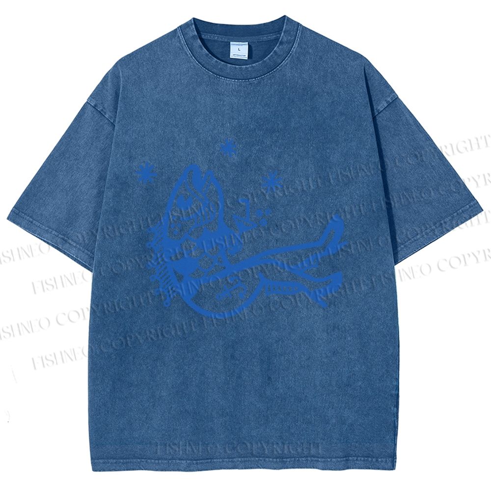 Unisex Drunk Fish Printed Washed Tee