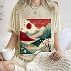 Unisex Japanese Art Printed Washed Tee