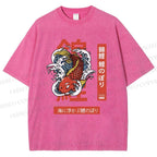 Unisex Japanese Koi Printed Washed Tee