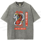 Unisex Japanese Koi Printed Washed Tee