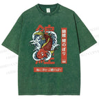Unisex Japanese Koi Printed Washed Tee