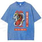 Unisex Japanese Koi Printed Washed Tee