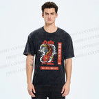 Unisex Japanese Koi Printed Washed Tee