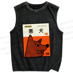 Unisex Bad Dog Printed Washed Tank Top