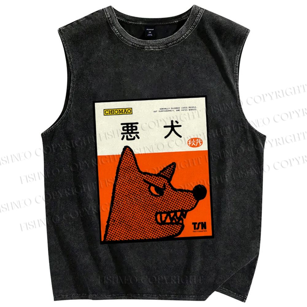 Unisex Bad Dog Printed Washed Tank Top