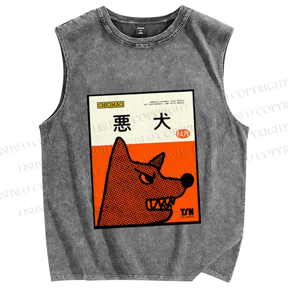 Unisex Bad Dog Printed Washed Tank Top