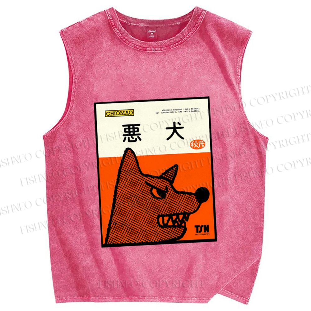 Unisex Bad Dog Printed Washed Tank Top