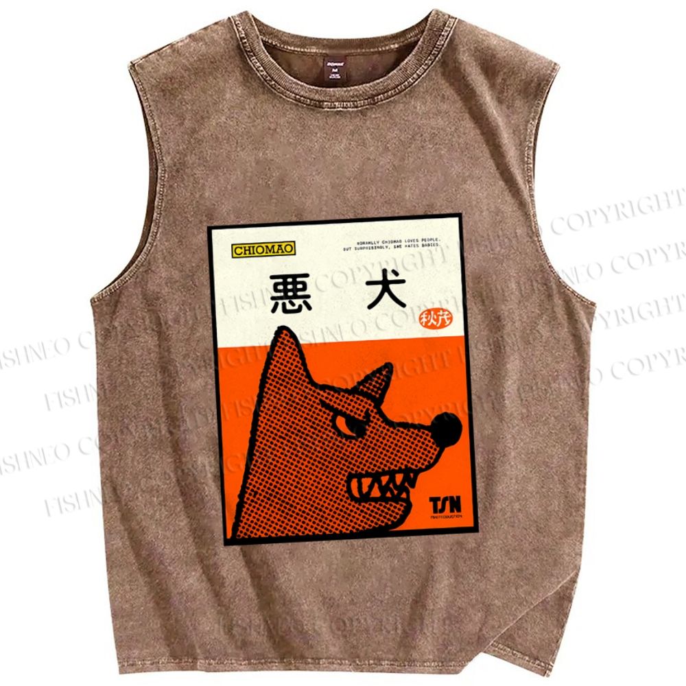 Unisex Bad Dog Printed Washed Tank Top