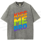 Unisex Pride Kiss Me Bro Printed Washed Tee