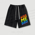 Pride Kiss Me Bro Washed Vintage Shorts