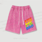 Pride Kiss Me Bro Washed Vintage Shorts