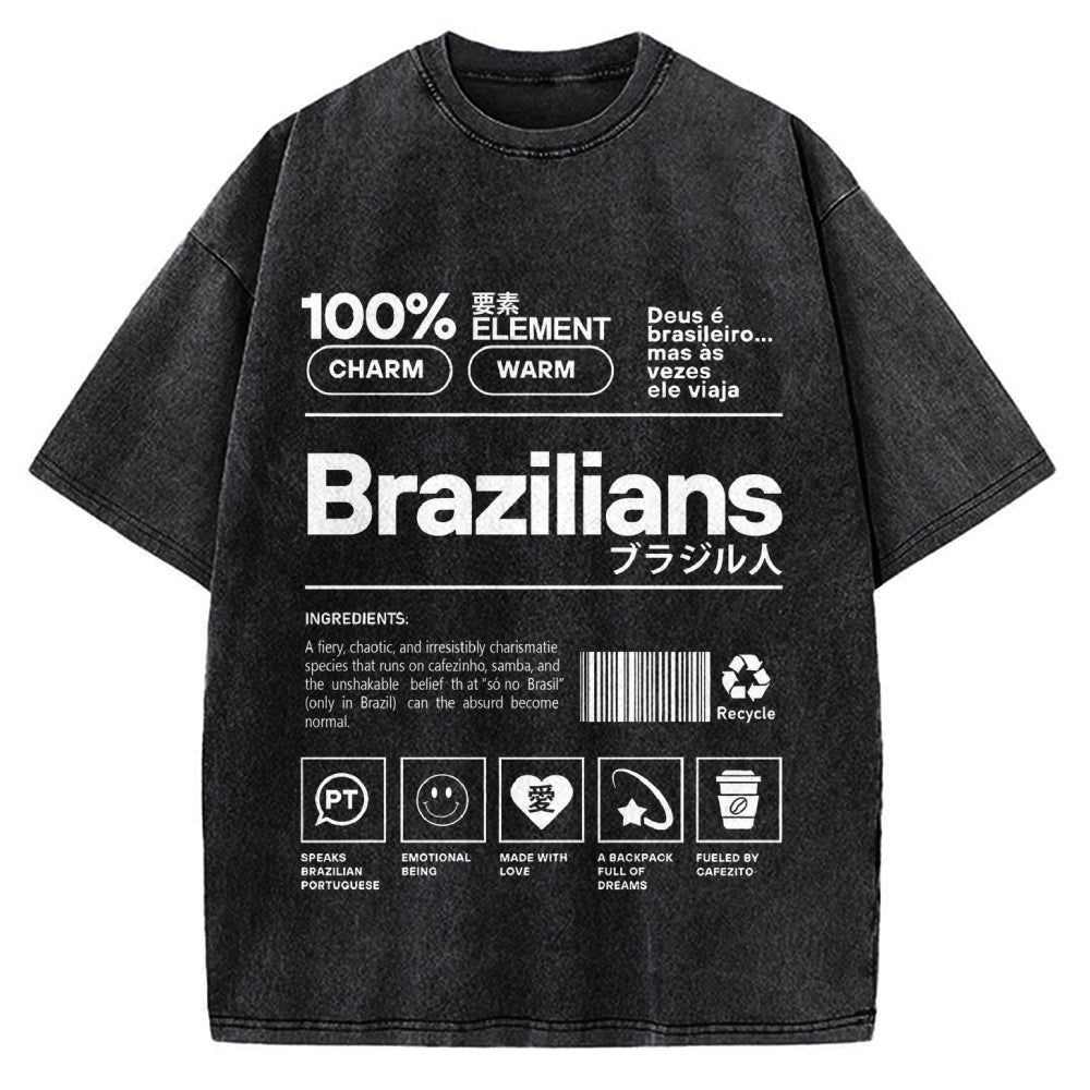 Brazilians Japanese Katakana Vintage Washed T-shirt