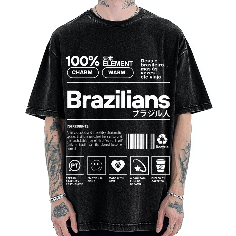 Brazilians Japanese Katakana Vintage Washed T-shirt