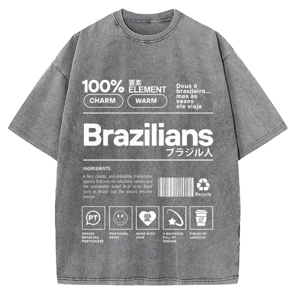 Brazilians Japanese Katakana Vintage Washed T-shirt