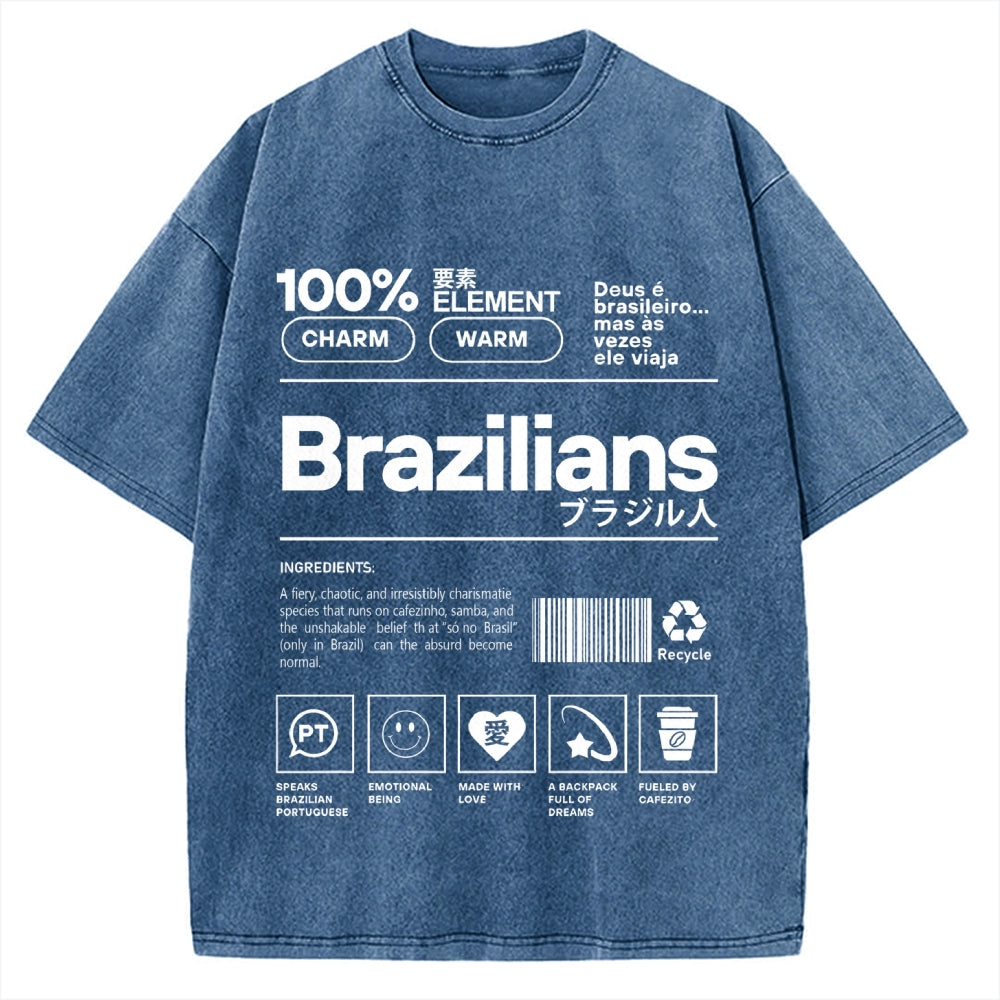 Brazilians Japanese Katakana Vintage Washed T-shirt