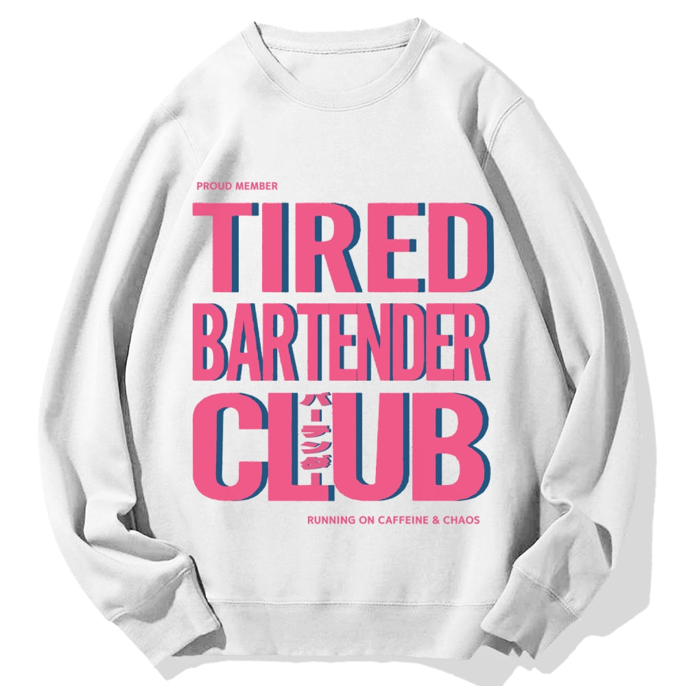 Tired Bartender Club Japanese Katakana Cotton Sweatshirt