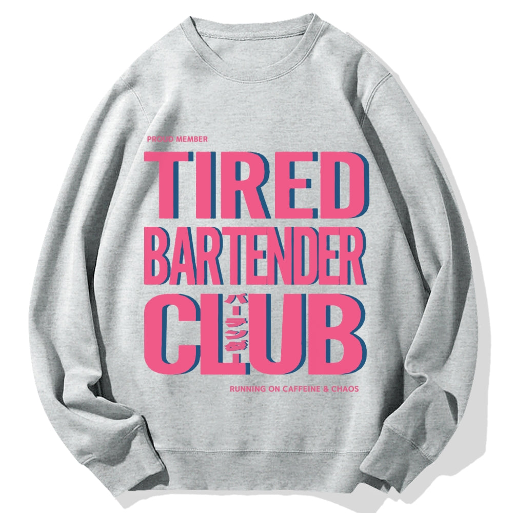 Tired Bartender Club Japanese Katakana Cotton Sweatshirt