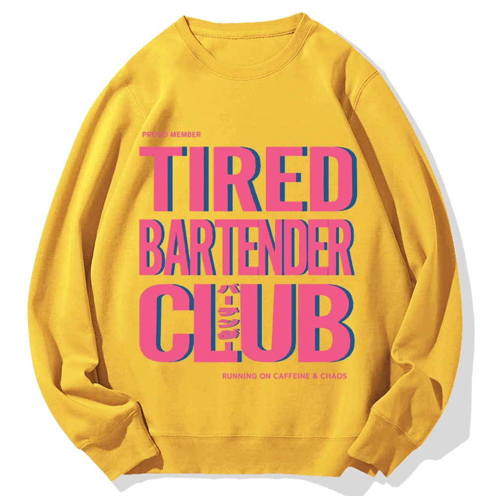 Tired Bartender Club Japanese Katakana Cotton Sweatshirt