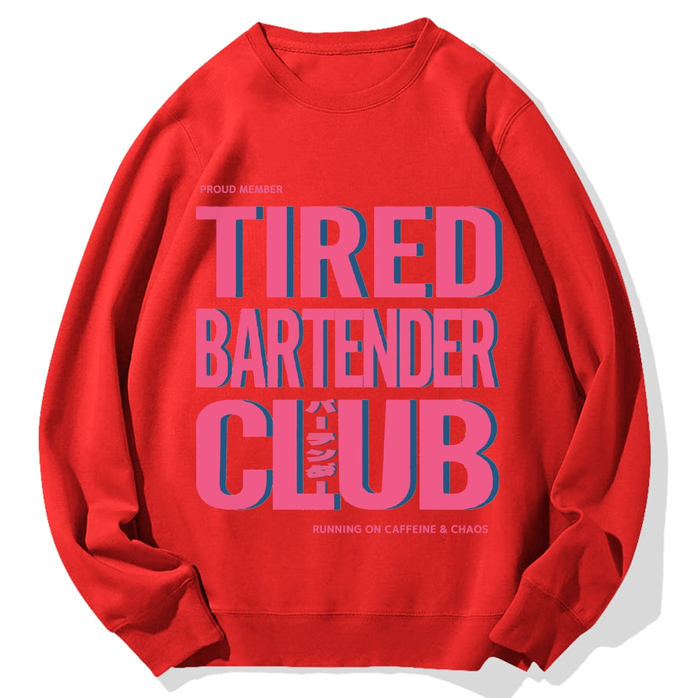 Tired Bartender Club Japanese Katakana Cotton Sweatshirt