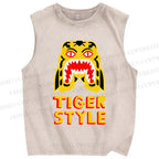 Unisex Tiger Style Printed Washed Tank Top