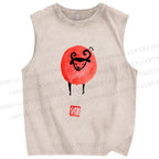 Unisex Art Cartoon Sheep Printed Washed Tank Top